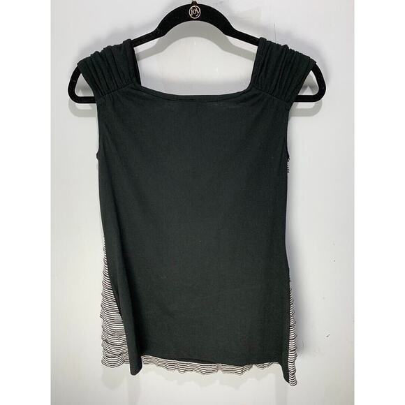 AB Studio Womens Black & White Textured Striped Top Size M - Picture 2 of 3